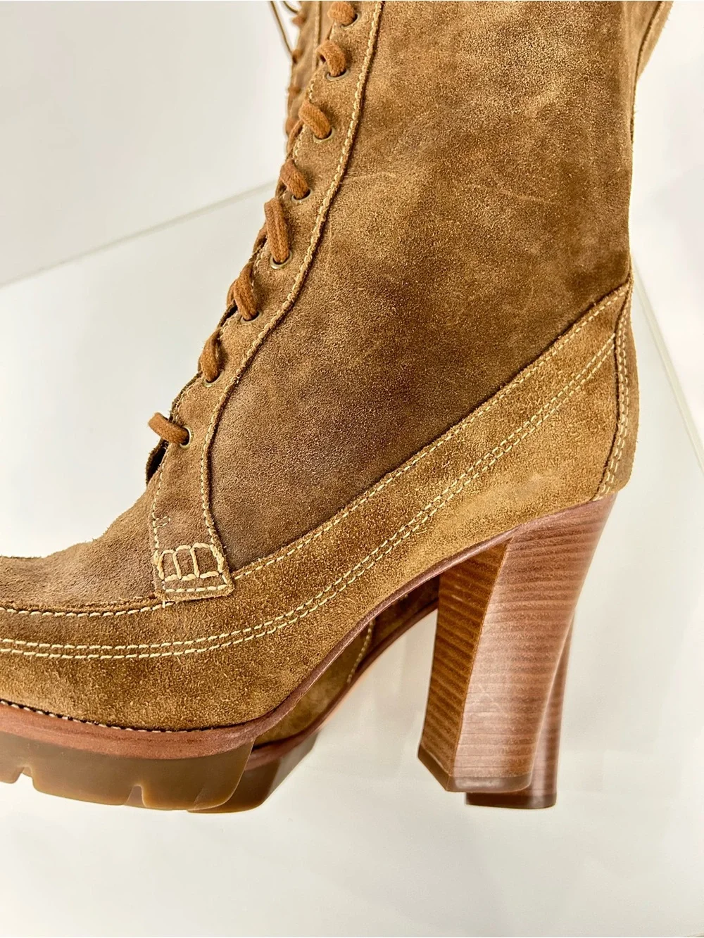 Michael Kors Aquarius Suede Lace Up Knee High Platform Boots 8.5M